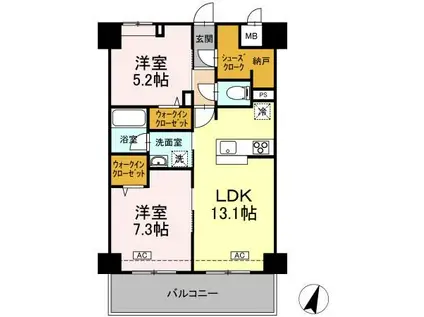 セレーノ福山駅前(2LDK/8階)の間取り写真