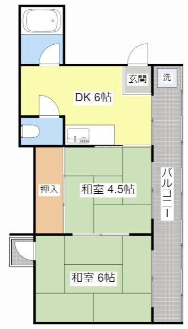 第2森野ビル(2DK/6階)の間取り写真