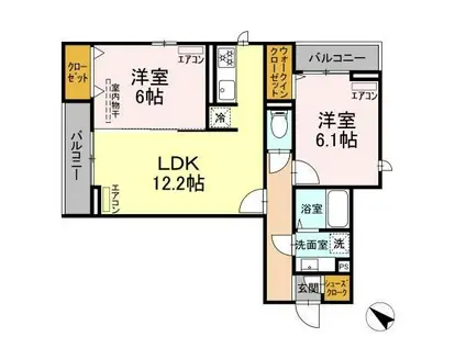 D-ROOM千葉新宿 B棟(2LDK/3階)の間取り写真