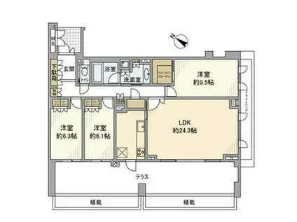 アネシア本山(3LDK/1階)の間取り写真
