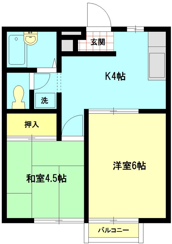 クリドタマナワ(2K/1階)の間取り写真