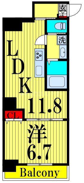 アイルグランデ浅草(1LDK/9階)の間取り写真