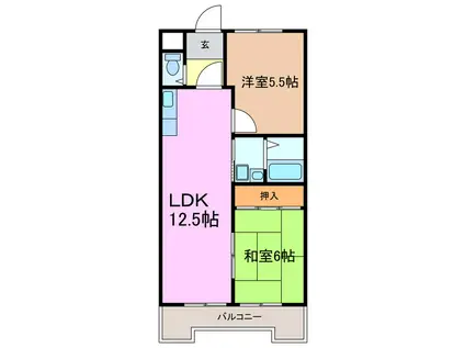 アビタマルフクII(2LDK/3階)の間取り写真