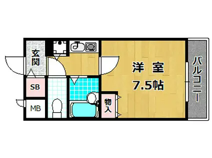 ブライティミル(1K/2階)の間取り写真