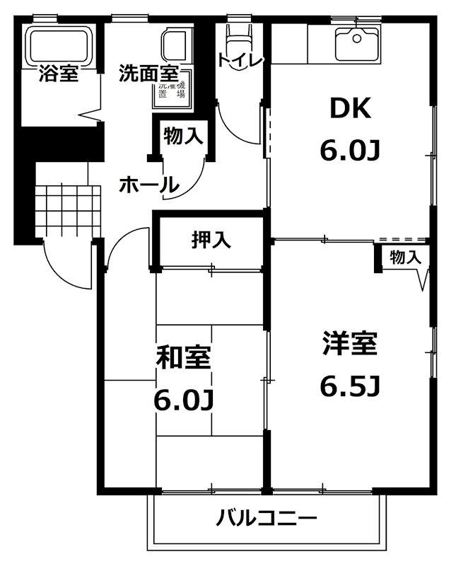 二軒茶屋コーポ C棟(2DK/2階)の間取り写真