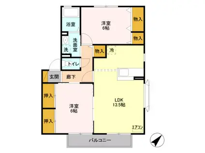 プラセールB(2LDK/2階)の間取り写真