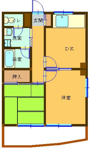 サンユーハイツ(2DK/3階)の間取り写真