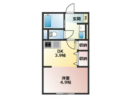 フィオレンテ東新城(1K/2階)の間取り写真