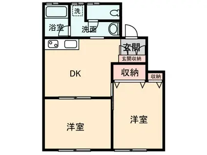 ビアンカII(2DK/1階)の間取り写真