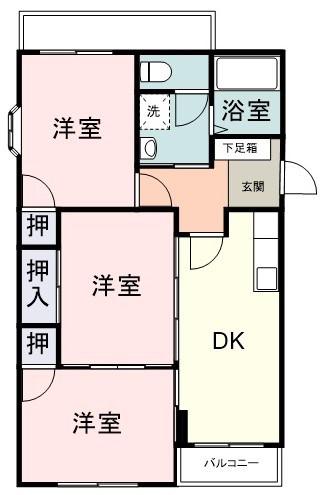 シャレーム沼田(3DK/1階)の間取り写真