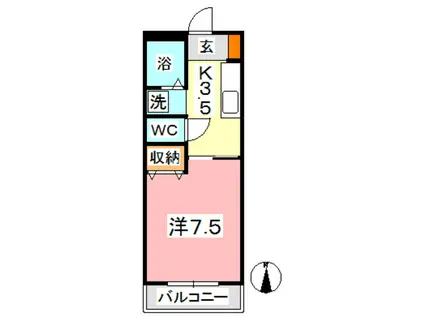 たなかハイツ II(1K/1階)の間取り写真