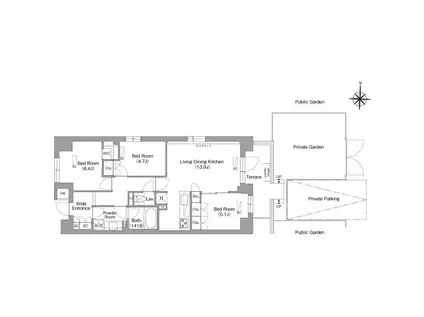 コンフォリア・リヴ八坂富士見(2LDK/6階)の間取り写真