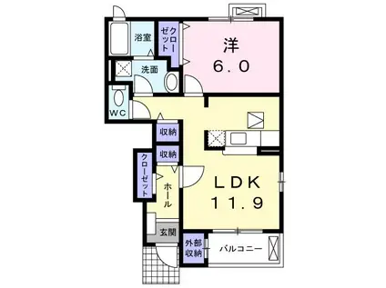 グレイナC(1LDK/1階)の間取り写真