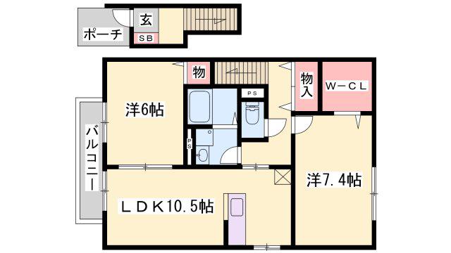 ハイムエルピスII(2LDK/2階)の間取り写真