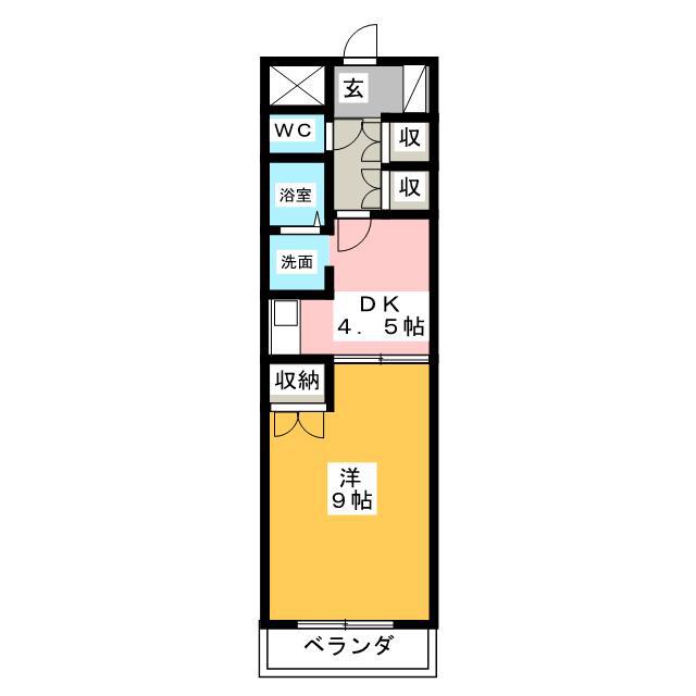 ベルカルムS(1DK/3階)の間取り写真