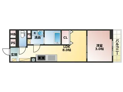 S-MOVE緑橋II(1LDK/1階)の間取り写真