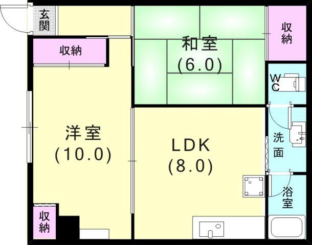 チャンピオン兵庫ビル(2DK/1階)の間取り写真