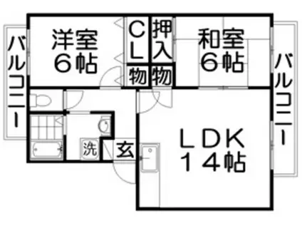 シャルマンハイツ(2LDK/2階)の間取り写真
