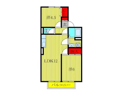 カルミア・アネックス(2LDK/1階)の間取り写真