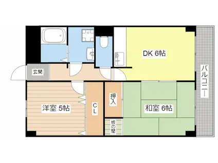 ベルエーヌII(2DK/3階)の間取り写真