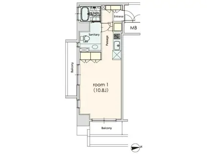 カスタリア芝公園(ワンルーム/9階)の間取り写真