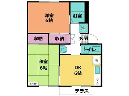 プレジール犬島(2DK/1階)の間取り写真