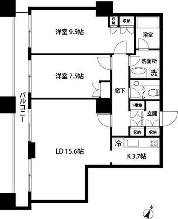 グランパークハイツ 16階階 間取り