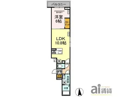 ASSET-COURT花小金井南町(1LDK/3階)の間取り写真