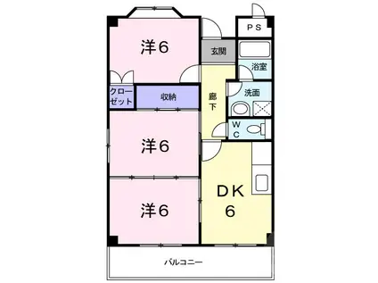 エクセル樋下(3DK/3階)の間取り写真