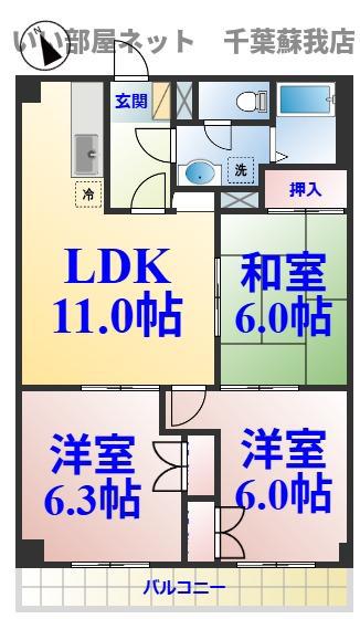 山善ビル(3LDK/3階)の間取り写真