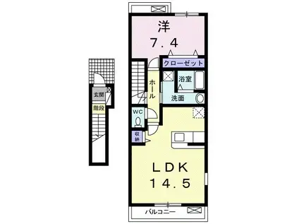エトワール三鷹(1LDK/2階)の間取り写真