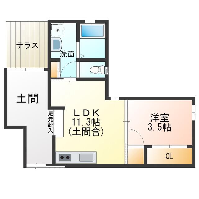 EASE.MINATO イースト・イーズミナト(1LDK/1階)の間取り写真