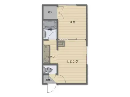 ＪＲ石北本線 南永山駅 徒歩32分 2階建 築36年(1DK/1階)の間取り写真