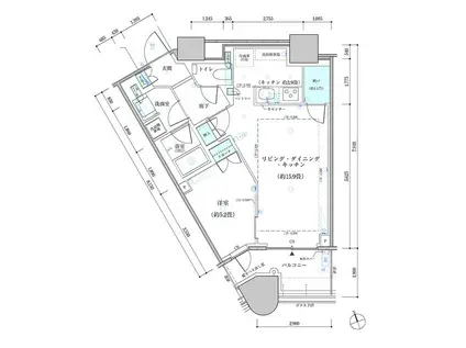 パークタワー勝どき サウス棟(1LDK/18階)の間取り写真