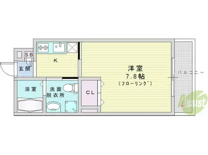 パークメゾン加島(1K/1階)の間取り写真