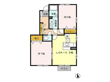 グリーンハウス(2LDK/1階)の間取り写真