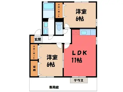 ベルサードA(2LDK/1階)の間取り写真