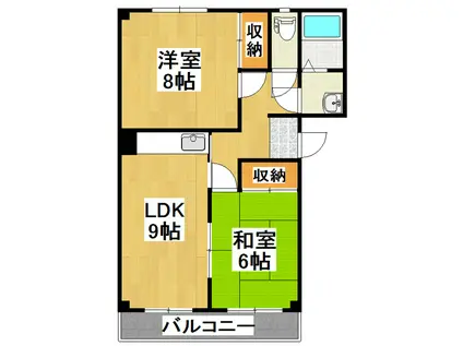 コーポかめや(2LDK/2階)の間取り写真