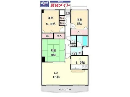 ドムス喜兵衛 宙の棟(3LDK/3階)の間取り写真