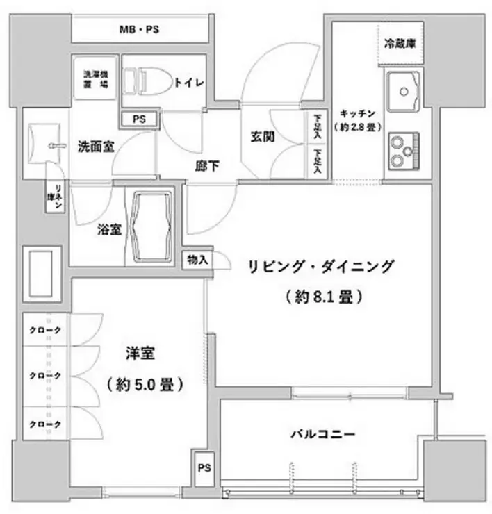 パークタワー池袋イーストプレイス 5階階 間取り