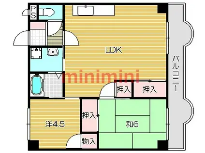 ハイツ香花園(2LDK/1階)の間取り写真