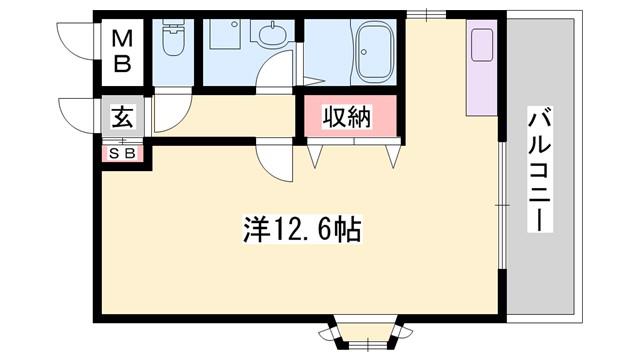 エクセルコート(ワンルーム/3階)の間取り写真