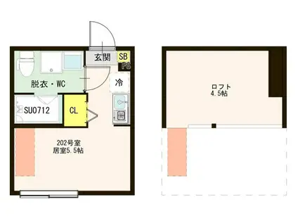 西新井テラス(ワンルーム/2階)の間取り写真