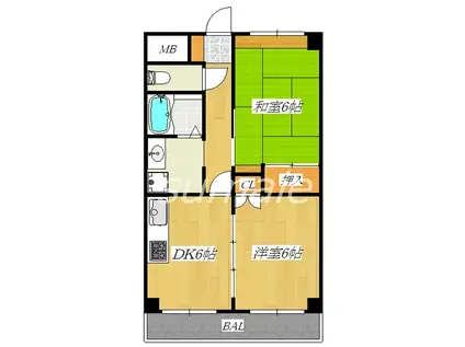 アーベインハイツ(2DK/3階)の間取り写真