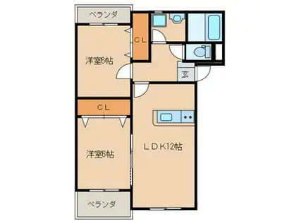 プレステージ加奈陀(2LDK/3階)の間取り写真