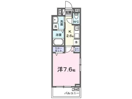 シンフォニーI(1K/3階)の間取り写真