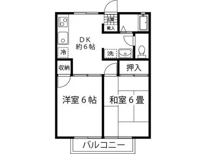 エクセルハイム(2DK/1階)の間取り写真