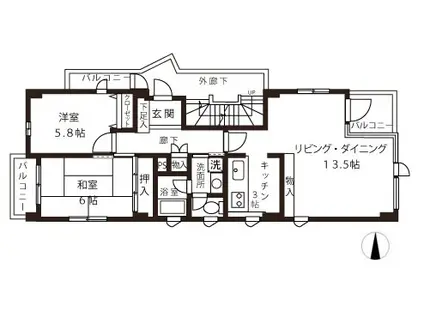 小林ビル(2LDK/2階)の間取り写真