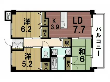 ワンネス21(3LDK/3階)の間取り写真