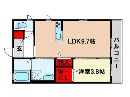カーサ弥生が丘I(1LDK/1階)の間取り写真